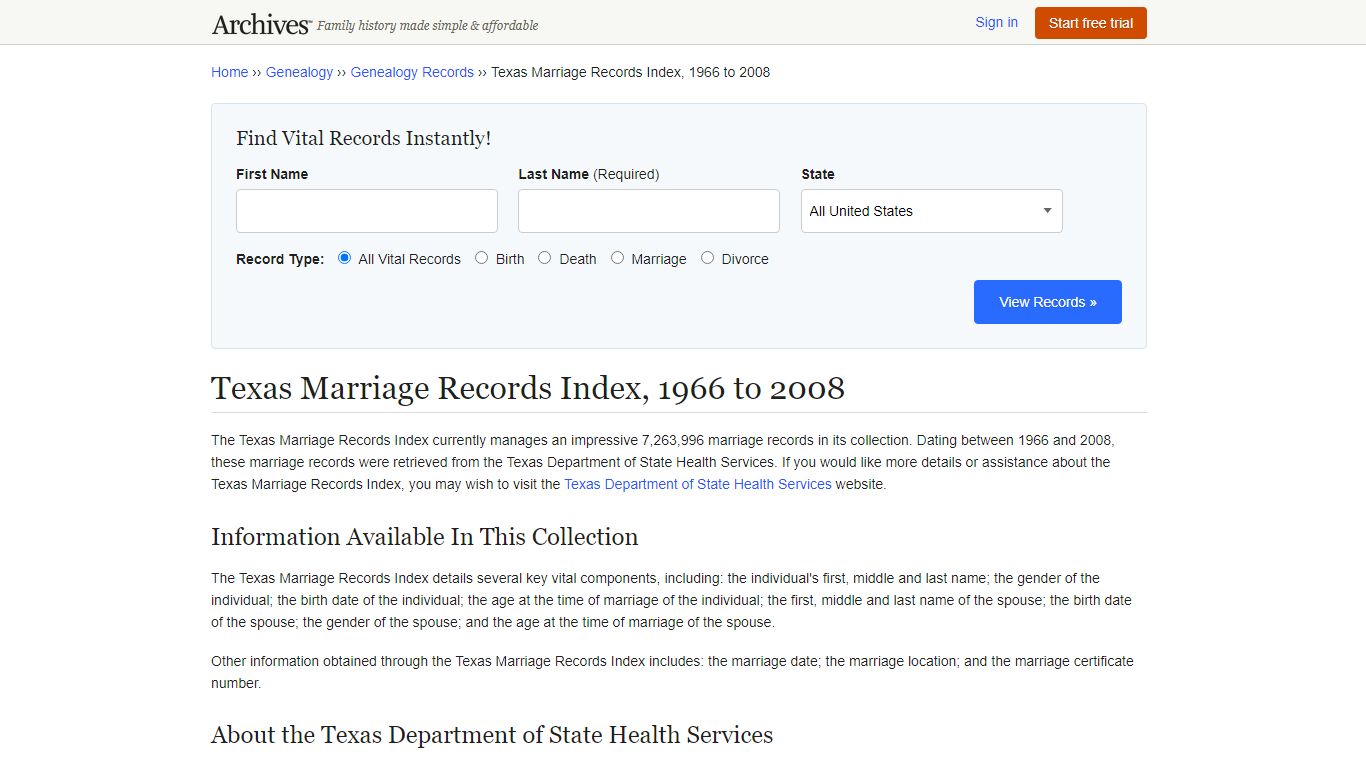Texas Marriage Records | Search Collections & Indexes - Archives.com